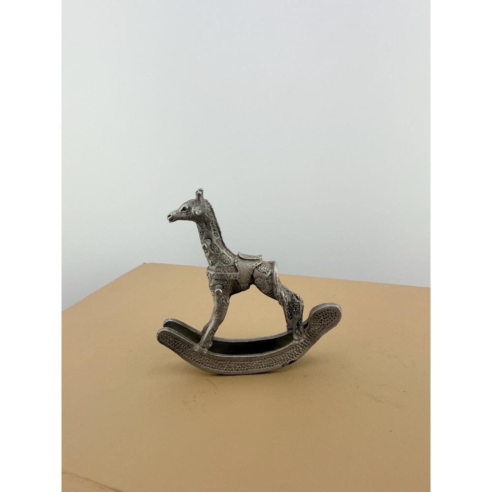 Vintage 1982 Spoontiques Pewter Rocking Giraffe Figurine Metal Rocking Statue - Picture 4 of 10